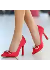 Layne Kırmızı Saten Stiletto Ayakkabı
