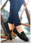 Ella Siyah Cilt Desenli Babet Ayakkabı