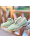 Celio Mint Yeşili Cilt Desenli Babet Ayakkabı
