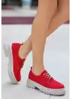 Teri Kırmızı Süet Bağcıklı Ayakkabı