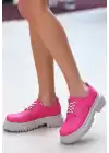 Teri Fuşya Cilt Bağcıklı Ayakkabı