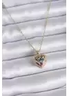 316l Çelik Gold Renk Zincir Kristal Kalp Model Zirkon Taş Detay Kadın Kolye