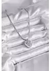 316l Çelik Gümüş Renk İtalyan Zincir Zirkon Taşlı Kalp Model Kadın Kolye
