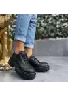 Boos Siyah Cilt Bağcıklı Oxford Ayakkabı
