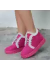 Simya Fuşya Süet Bağcıklı Bot