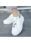 Tenyo Beyaz Cilt Taşlı Bağcıklı Spor Ayakkabı