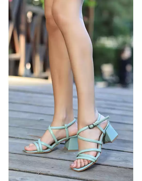 Hose Mint Yeşili Cilt Topuklu Ayakkabı