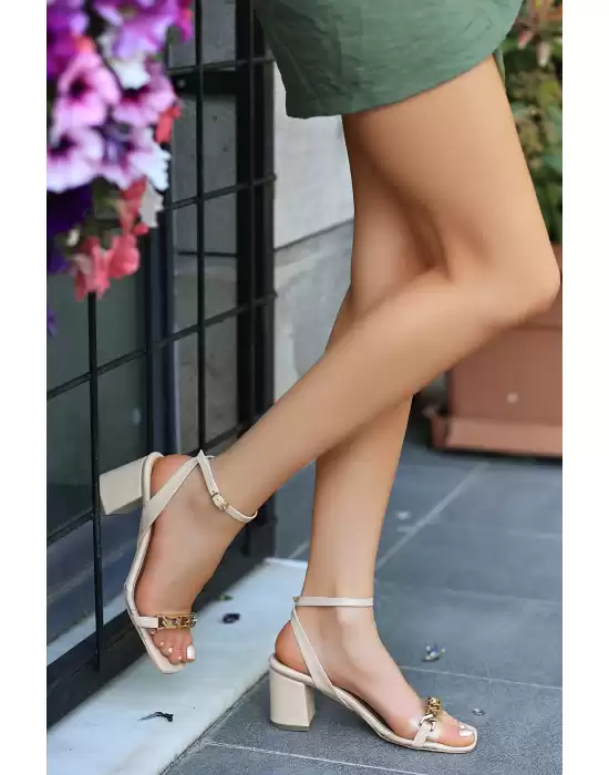 Opi Krem Cilt Topuklu Ayakkabı