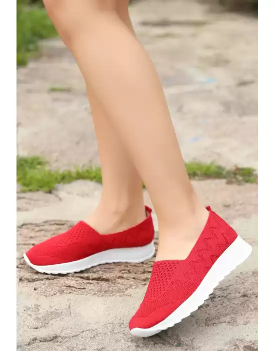 Toly Kırmızı Triko Babet Ayakkabı