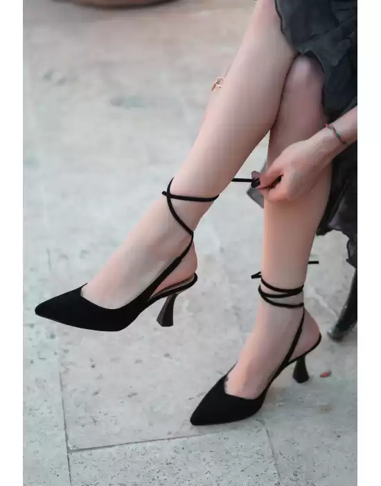 Wonna Siyah Süet Topuklu Ayakkabı