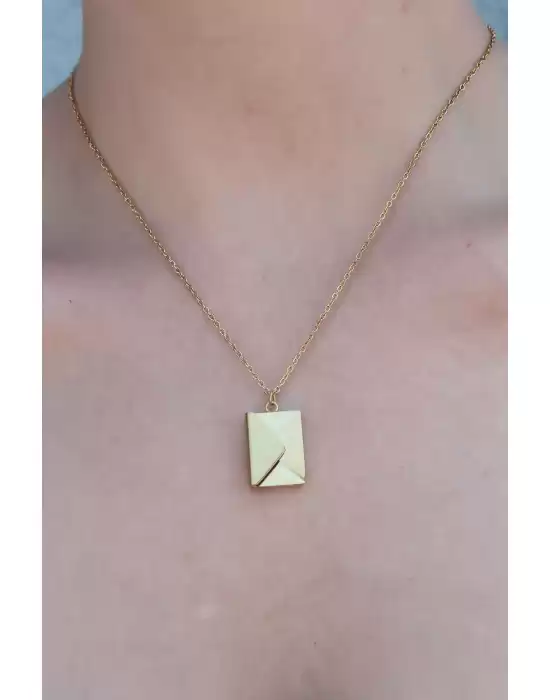 316l Çelik Gold Renk Açılır Mektup Model Kadın Kolye