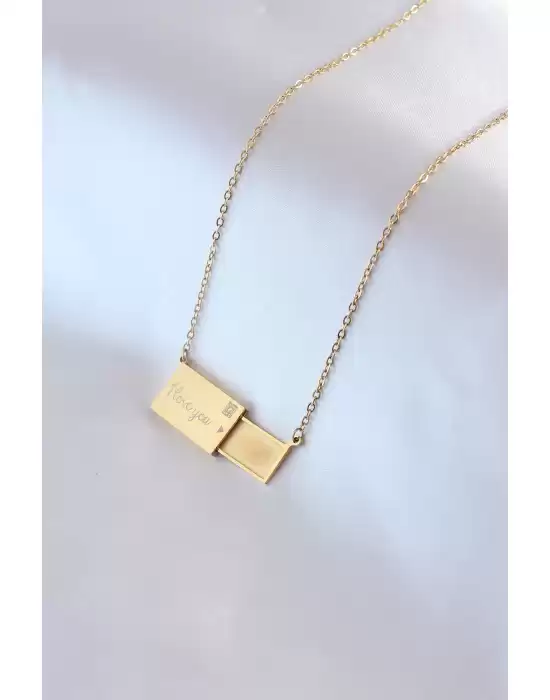 316l Çelik Gold Renk Gizli Bölmeli Kadın Kolye