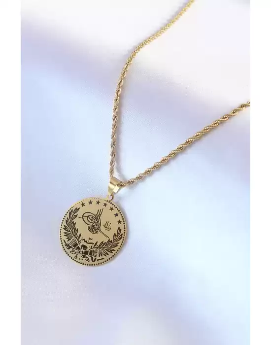 316l Çelik Gold Renk Reşadiye Altın Model Kadın Kolye