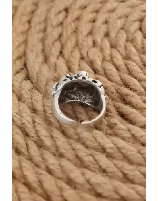 Antik Gümüş Renk Mini Kuru Kafalar Model Ayarlanabilir Erkek Yüzük