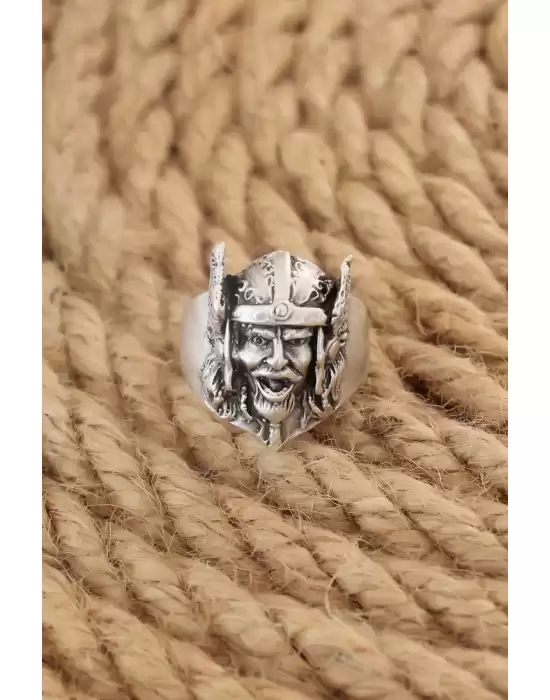 Antik Gümüş Renk Viking Model Ayarlanabilir Erkek Yüzük