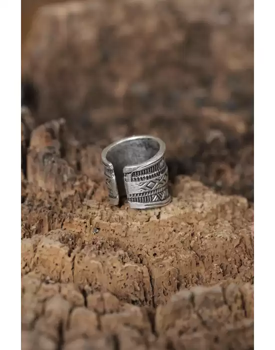Ayarlamalı Motif Desenli Tasarımlı Erkek Yüzük