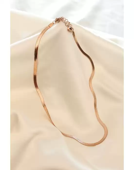 Çelik Rose Renk 45 Cm İtalyan Zincir Model Kadın Kolye