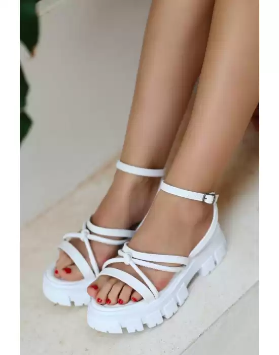 Choc Beyaz Cilt Sandalet