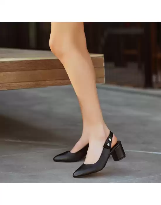 Dolp Siyah Cilt Topuklu Ayakkabı