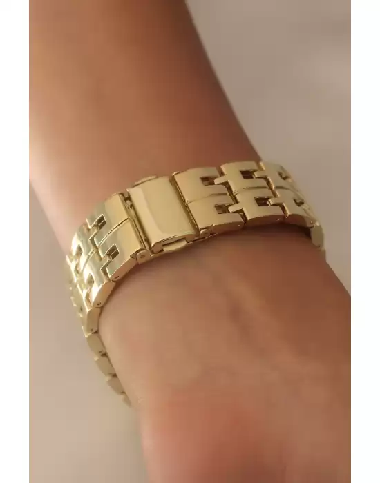 Gold Metal Kasa Taşlı Kadın Kol Saati