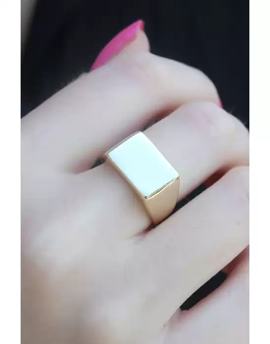 Gold Renk Kare Model Kadın Yüzük