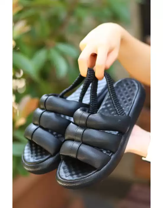 Hara Siyah Cilt Sandalet