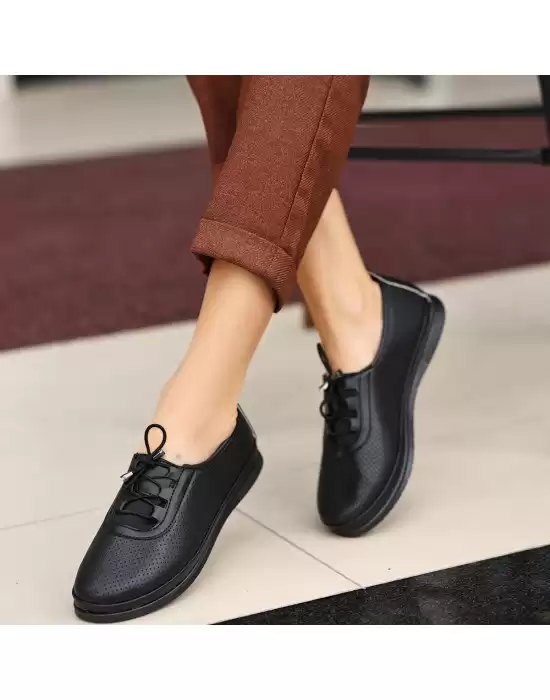 Hoos Siyah Cilt Babet Ayakkabı