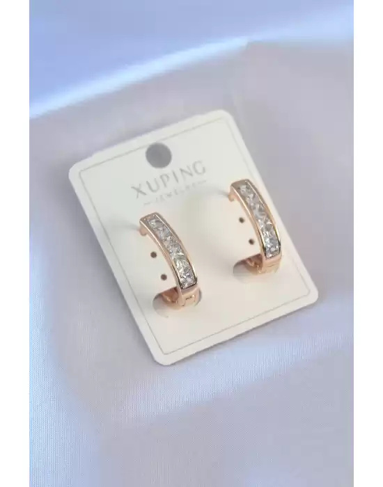 Xuping Rose Gold Renk Zirkon Taşlı Kadın Küpe