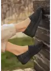 Nily Siyah Simli Triko Babet Ayakkabı
