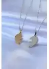 316l Çelik Gold Gümüş Renk 2li Kalp Model Kadın Arkadaşlık Kolyesi