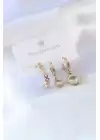 316l Çelik Gold Renk Daire Model Zirkon Taşlı Kadın Küpe