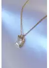 316l Çelik Gold Renk Kare Zirkon Taşlı Kadın Kolye