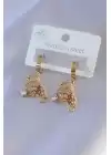 316l Çelik Gold Renk Kuş Model Zirkon Taşlı Kadın Küpe