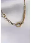 316l Çelik Gold Renk Zirkon Taş Detay Kadın Kolye