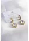 316l Çelik Gold Renk Zirkon Taşlı Kadın Küpe