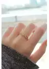 Ayarlamalı Altın Renk Zirkon Taşlı Minimal 3lü Küp Yüzük