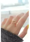 Ayarlamalı Gold Renk Taşlı Güneş Yüzük