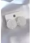 Beyaz Kristal Boncuklu Kadın Küpe