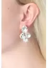 Beyaz Kristal Taş Kadın Küpe