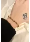Çelik Altın Renk Kalın Burgu Model Bileklik