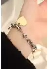 Çelik Silver Gold Renkli Kalpli Bileklik