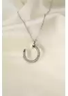 Çelik Silver Renk Zirkon Taşlı Çivi Model Kadın Kolye