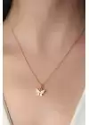 Gold Beyaz Renk Kelebek Figür Kadın Kolye