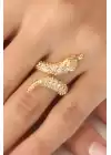 Gold Renk Ayarlanabilir Zirkon Taşlı Kadın Yılan Yüzük