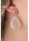 Gold Renk Damla Model Zirkon Taşlı Kadın Küpe