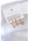 Gold Renk Mikail Figür Zirkon Taşlı Kadın Küpe