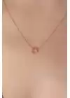 Gold Renk Pembe Çiçek Figür Kadın Kolye