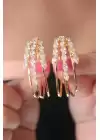 Gold Renk Zirkon Taşlı Halka Kadın Küpe