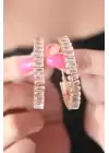 Gold Renk Zirkon Taşlı Halka Kadın Küpe