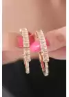 Gold Renk Zirkon Taşlı Halka Kadın Küpe